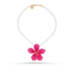 FLOWER PENDANT PEARL NECKLACE